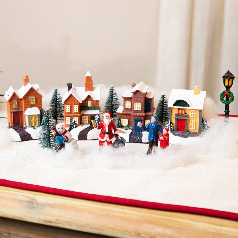 LED Lighted Mini House and Figures Village Set - 12-Piece