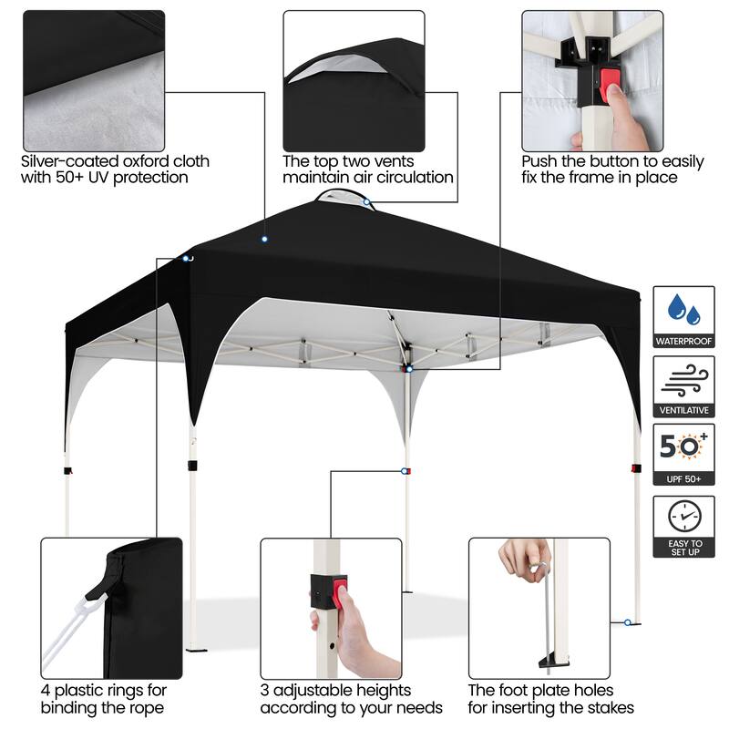 Yaheetech 10x10ft Outdoor Pop-Up Canopy Tent with Stakes Sandbags
