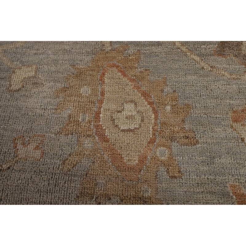 Vegetable Dye Oushak Turkish Rug Hand-Knotted Oriental Wool Carpet - 9'2"x 11'8"