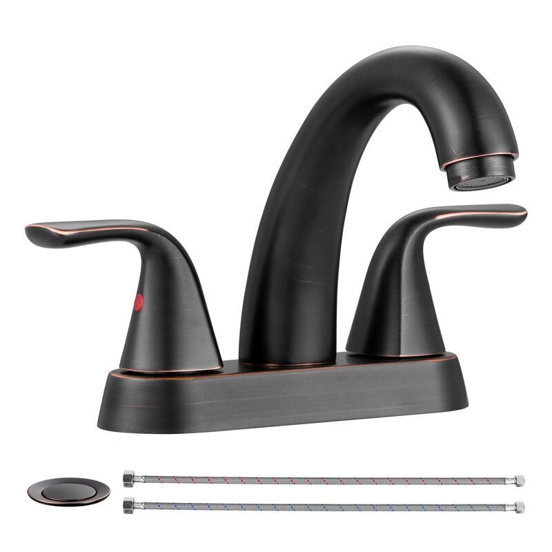 WOWOW 4 in. Centerset Double Handle High Arc Bathroom Sink Faucet