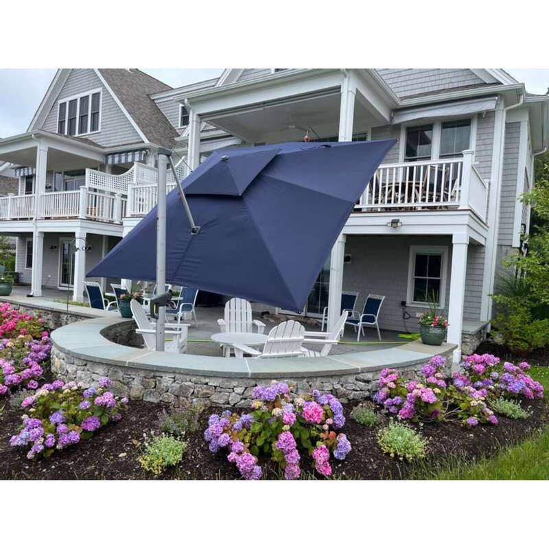 PURPLE LEAF 11ft Square Patio Cantilever Umbrella with Base Included