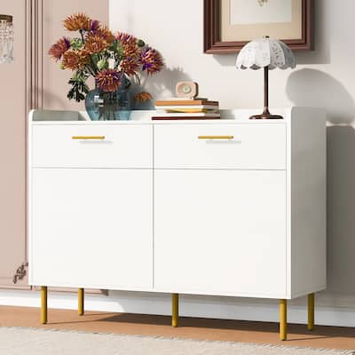 47.2 in. W Wooden Storage Cabinet with Drawers, Steel Pipe Table Legs