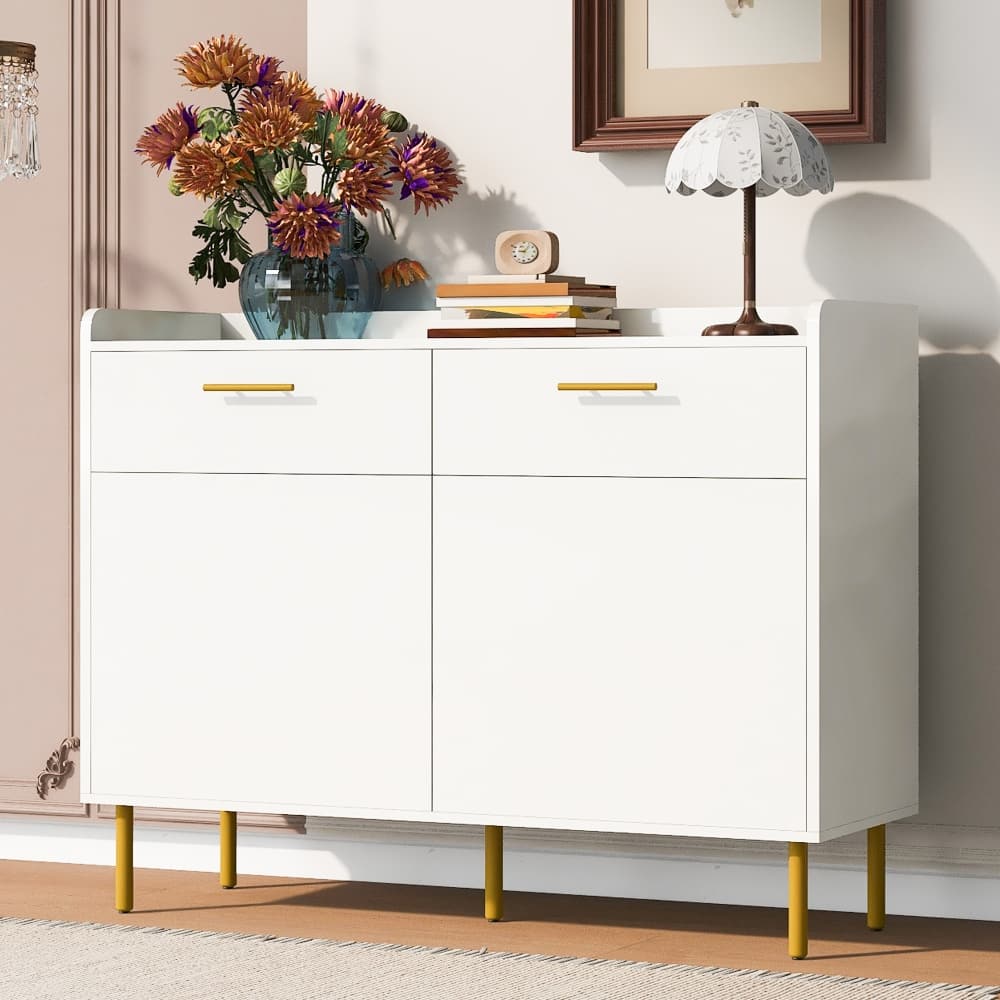 47.2 in. W Wooden Storage Cabinet with Drawers, Steel Pipe Table Legs