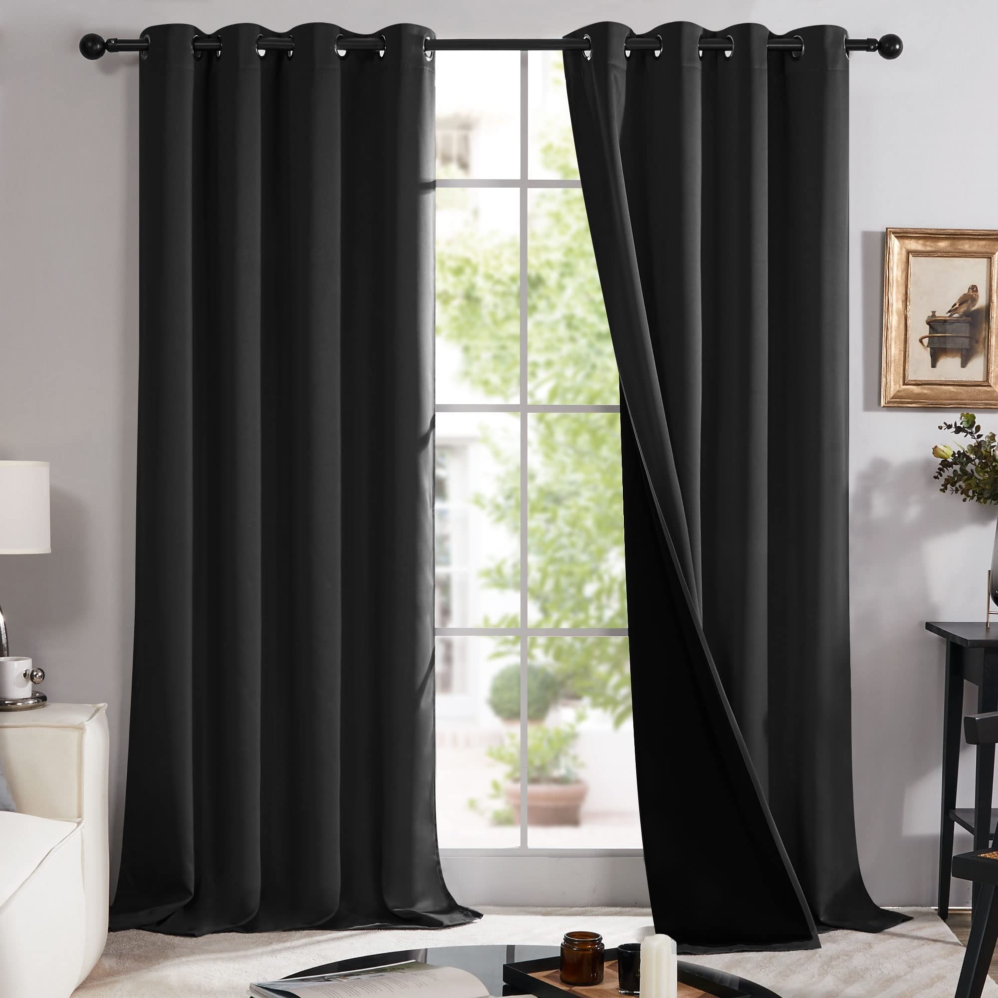 100% Blackout with Liner Grommet Curtain 4 Panels