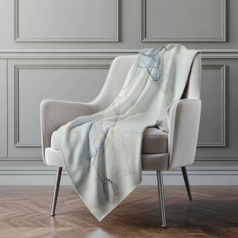 Premium Machine Washable Modern Glam Sherpa Throw Blanket - Sky - 4'2" x 5'10"