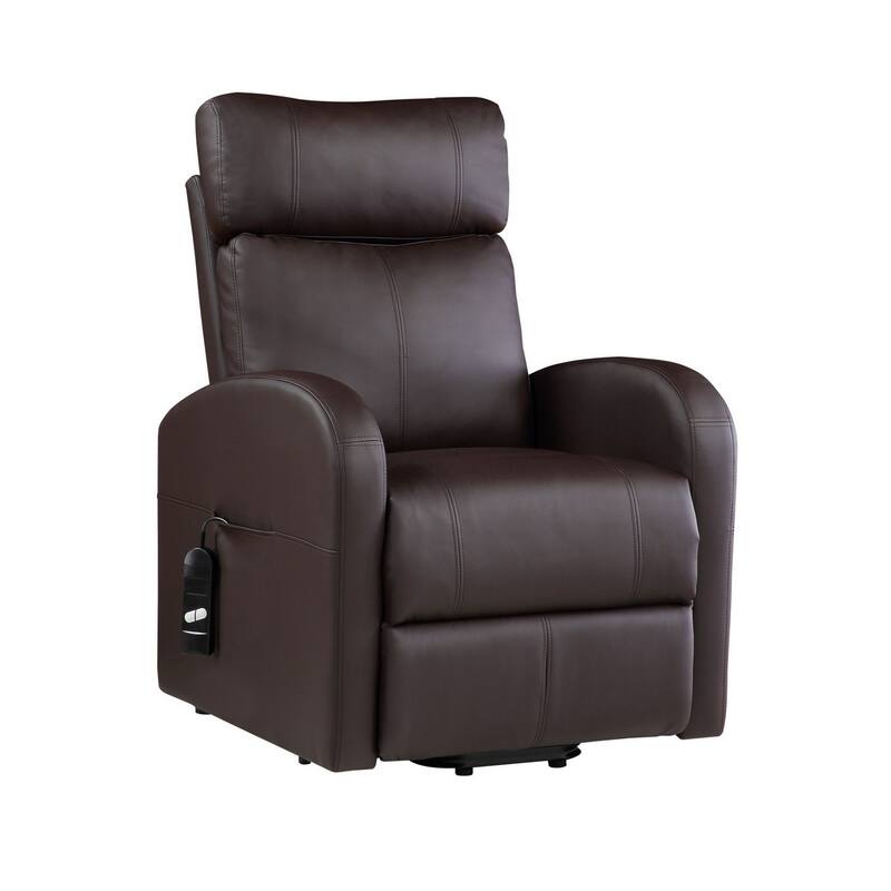 Power Lift Recliner Chair with Faux Leather and Wired Controller, Brown