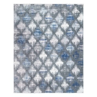 Gertmenian Baran Mosul Modern Industrial Grey/Blue Diamond Patchwork ...