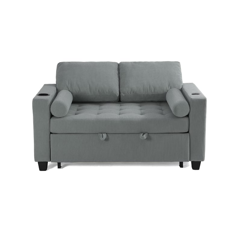 Corduroy Pull-Out Chair Bed Adjustable Recline Convertible Sleeper Sofa