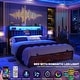 preview thumbnail 25 of 67, Upholstered Bed Frame with Storage Shelving, Platform Beds with Charge Station and LED Lights