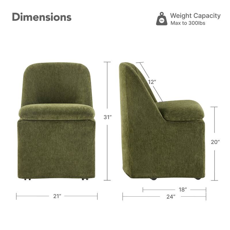 Spruce & Spring Modern Dining Chair with Removable Slipcover and Hidden Casters