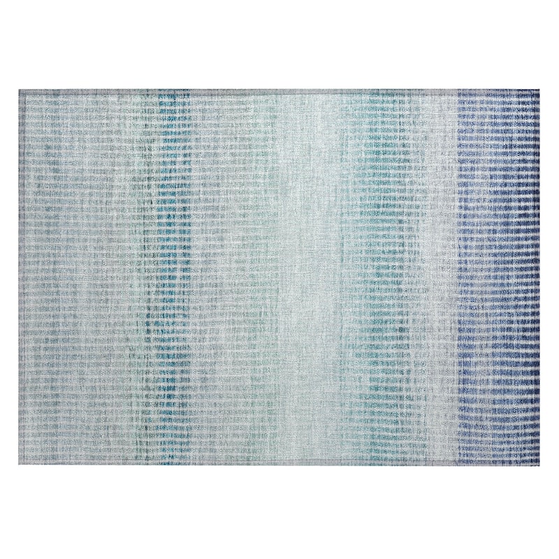 Machine Washable Indoor/ Outdoor Contemporary Stripes Chantille Rug