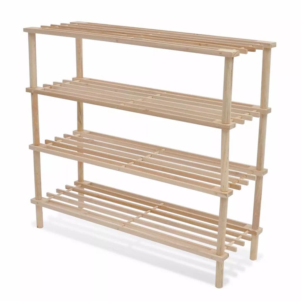 Shop Vidaxl 4 Tier Shoe Racks 2 Pcs Solid Fir Wood Overstock 26390139