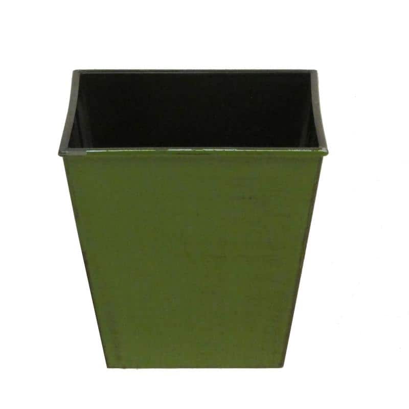 Hand Painted 5"H Square Plastic Pot Planter - Green