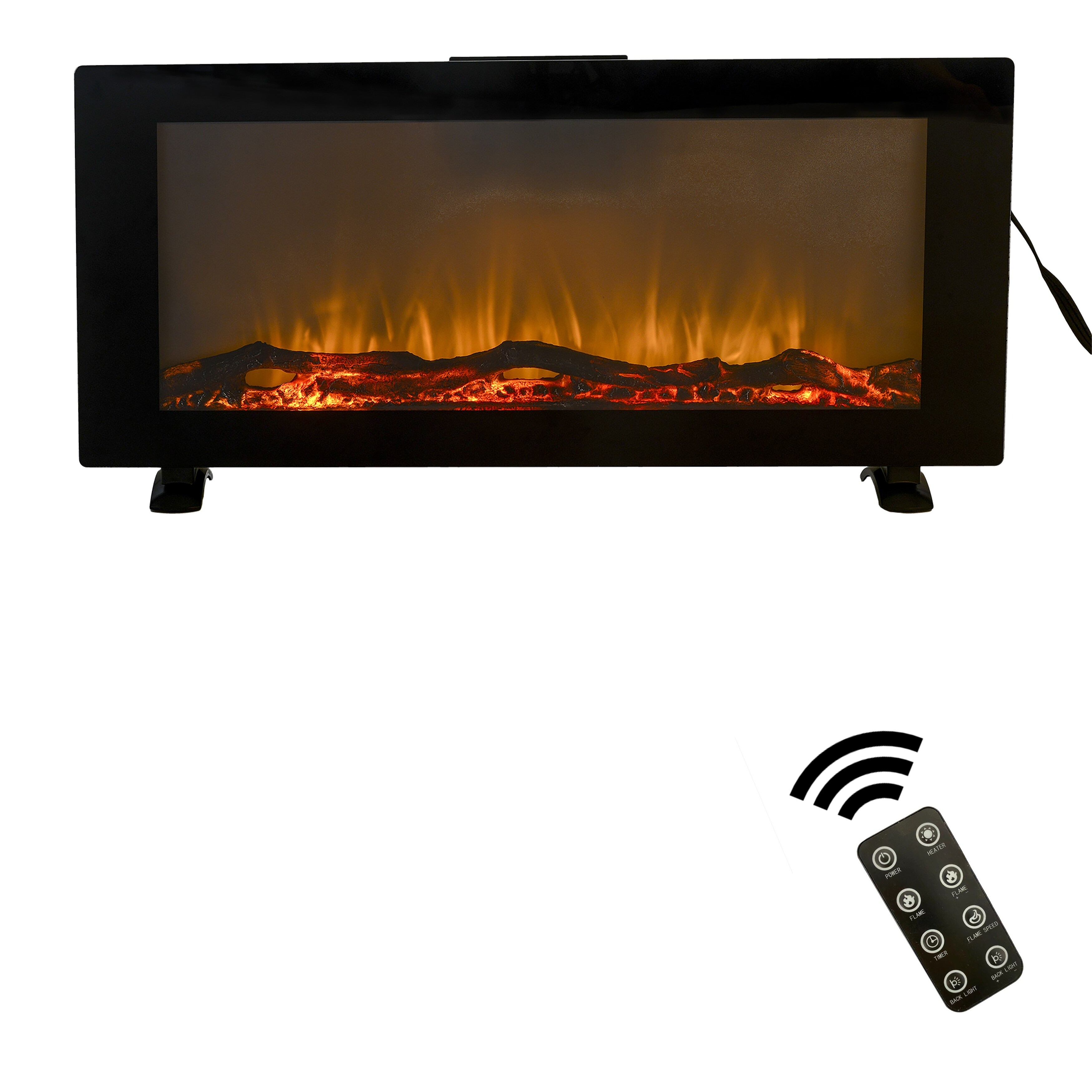 cadeninc 42 in. Wall-Mount Metal Smart Electric Fireplace in Black with 10 Adjustable Color and Remote Control