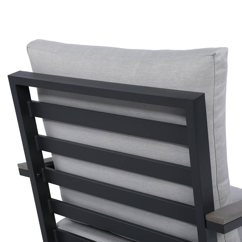 Vermont 4-Piece Aluminum Conversation Set with Slatted Faux Wood Top