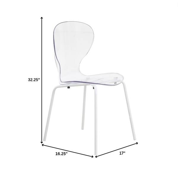 dimension image slide 4 of 9, Stackable Plastic Dining Chair Set of 4 Transparent Modern Accent Side Chair for Indoor and Outdoor