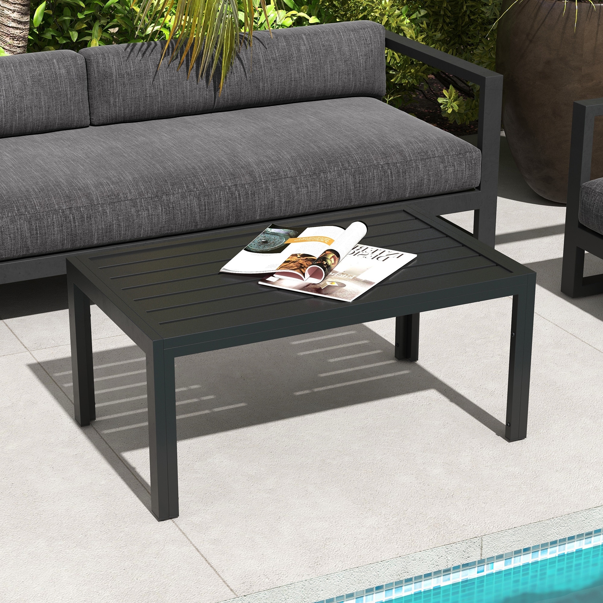 Outsunny Patio Coffee Table, Rectangle Outdoor Side Table Outsunny Patio Coffee Table, Rectangle Outdoor Side Table