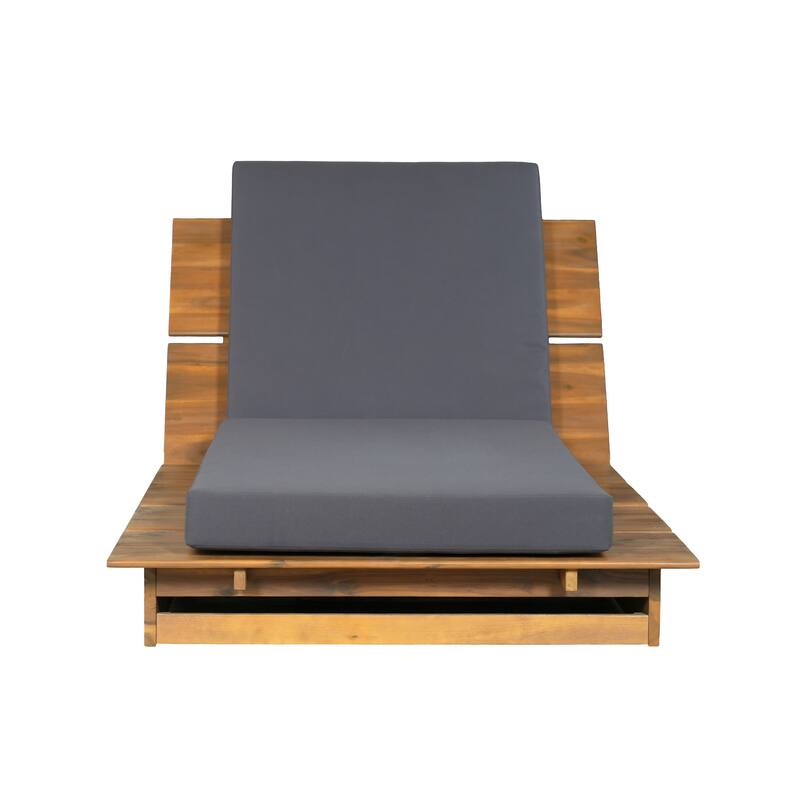 Christopher Knight Home - Modern Indoor/Outdoor Acacia Wood 3-Position Adjustable Chaise Lounge with Water-Resistant Cushion