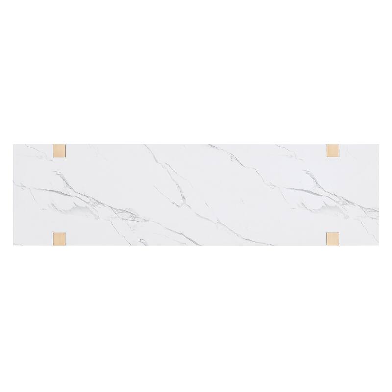 Elegant Console Table with Marble-Effect Top and Versatile Storage Solutions for Entryway and Living Room