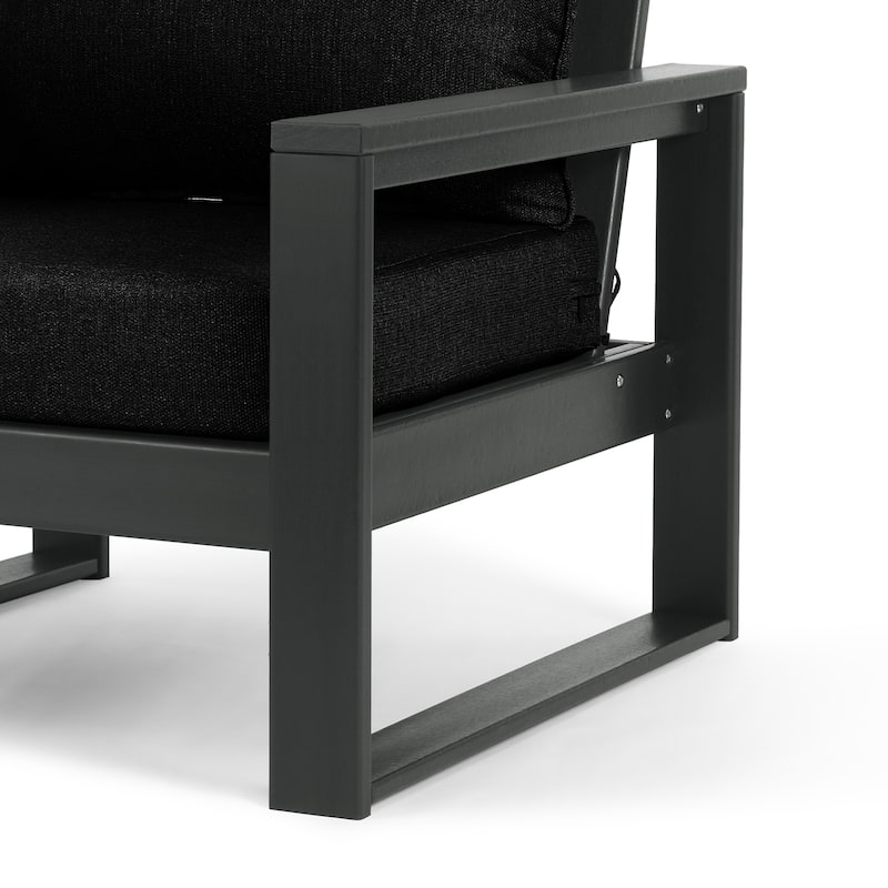 Polytrends Endless Patio Deep Seating Left Arm Chair with Gray Frame