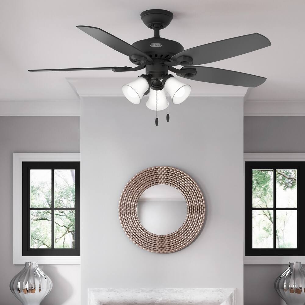Hunter 52" Builder Plus Ceiling Fan with 3-Light LED Light Kit and Pull Chain - Traditional - Casual - Farmhouse - Top Rated!