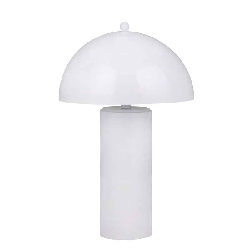 Midcentury Modern Mushroom Dome Metal Accent Table Lamp, Home or Office, White, 14 L x 14 W x 22 H - 13.75" x 13.75" x 22"