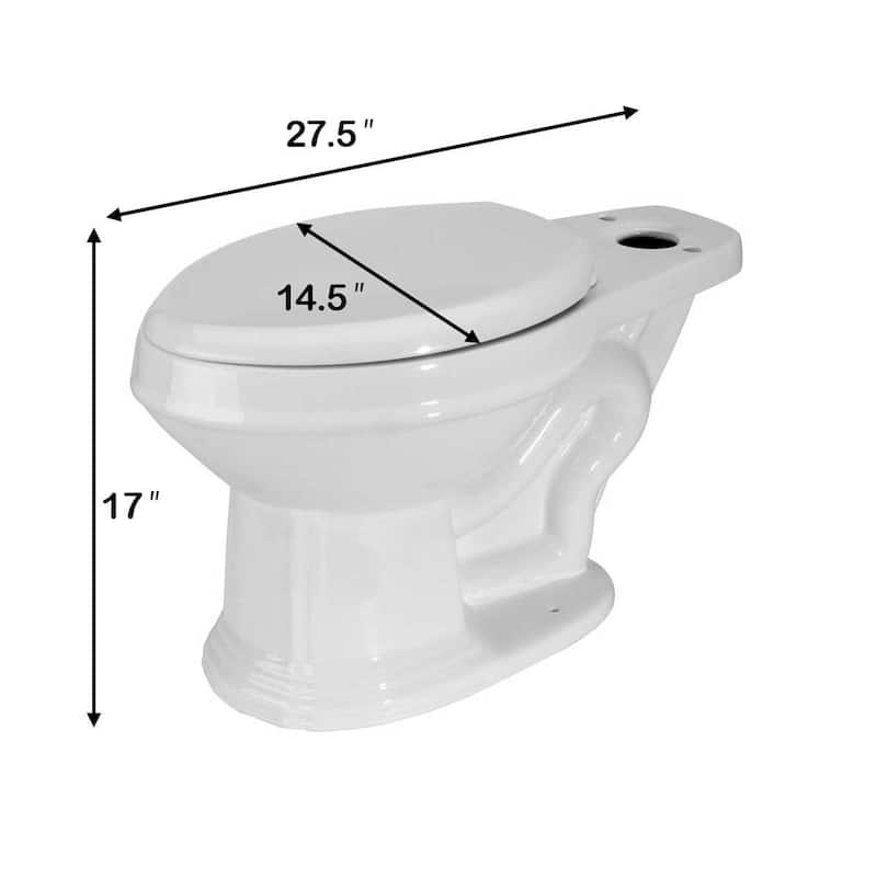 White Porcelain Sheffield Elongated Toilet Bowl Only with Plastic No slam Seat with Bumpers Renovators Supply