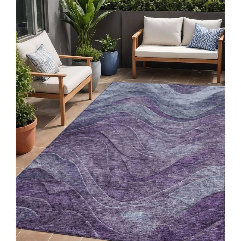 HomeRoots Abstract Transitional Rectangle Outdoor Rug - 5' X 8'