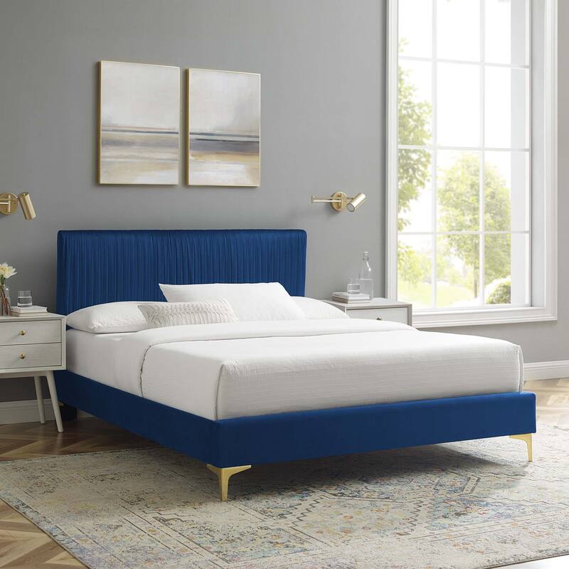 Peyton Performance Velvet Queen Platform Bed