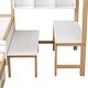preview thumbnail 6 of 9, Full Size Wooden House Bed White & Original Wood Colored Frame with Drawer, Desk and Bookshelf for Children or Guest Room