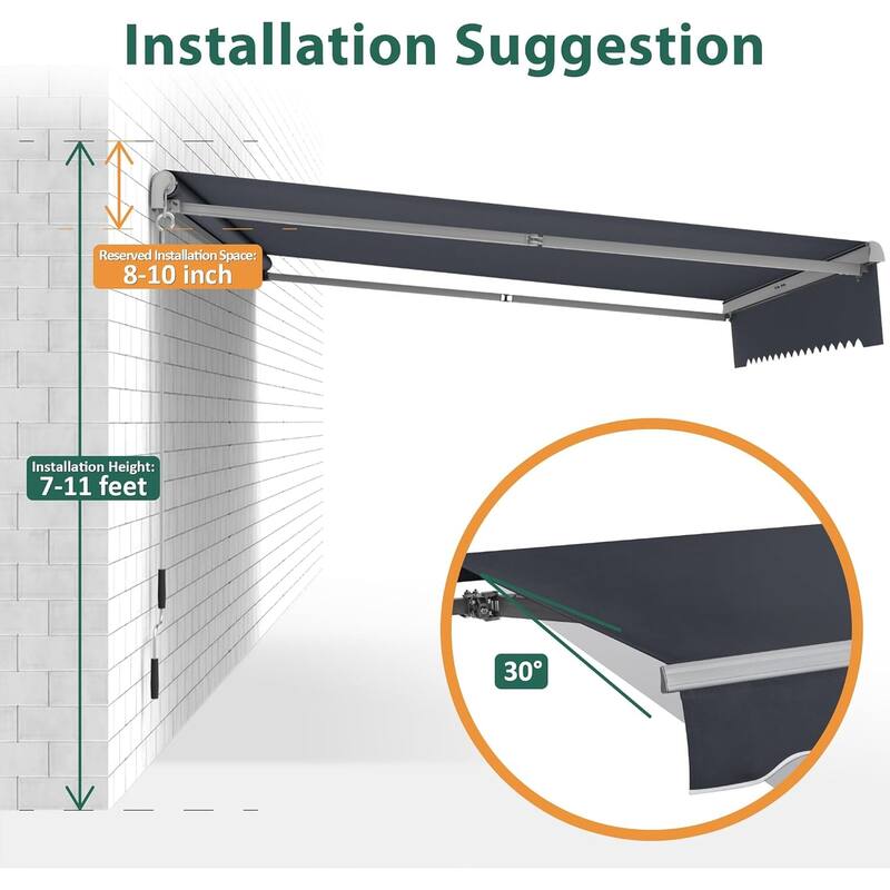 MCombo Patio Awning 8x7 Feet Sunshade Canopy for Manual Retractable Awnings