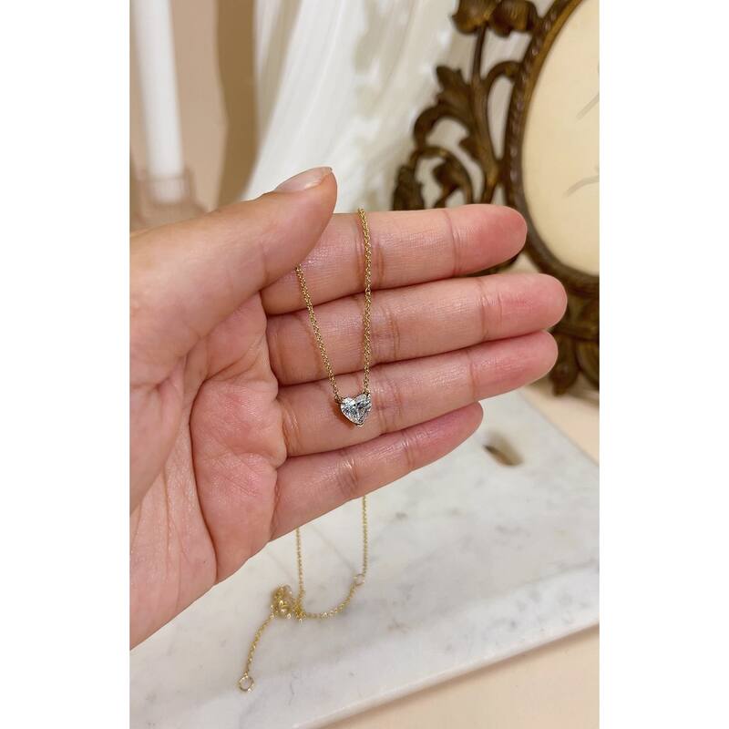 Kobelli 1, 2, or 3 Carats Heart Lab Grown Diamond Certified 14k Gold Solitaire Clover Necklace (EF/VS)