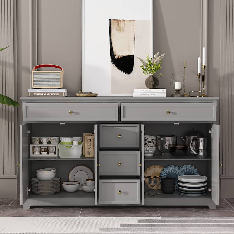 Combo Dresser Chest Storage Cabinet Buffet Sideboard White/Black/Grey - Grey