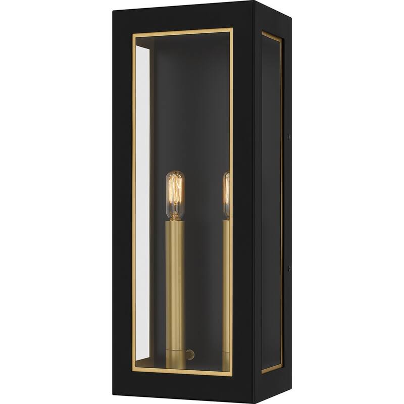 Matte Black Two Light Outdoor Wall Mount from the Bourbon Collection
