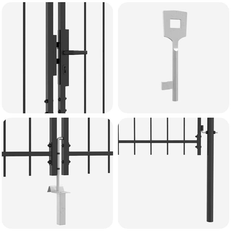 vidaXL Double Gate with Lock Grey 400 x 199.5 cm Steel
