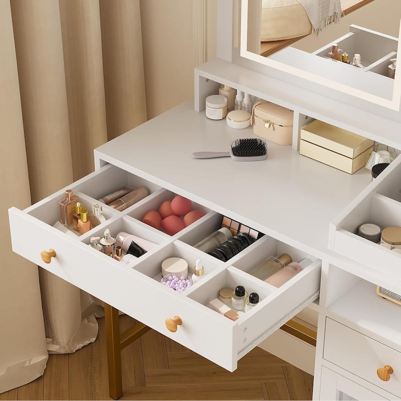 2 Drawer Makeup Dressing Table, Vanity Desk Whit Power Outlet