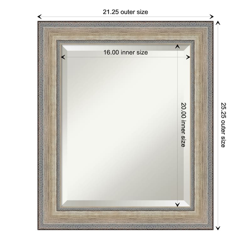 Fleur Silver Beveled Wood Framed Bathroom Vanity Wall Mirror - Fleur Champagne Silver - Glass Size 16x20