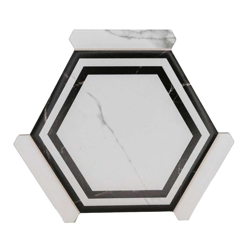 Kykuit 8.6x9.8 Satin Porcelain Hexagon Tile - Floor, Wall, Backsplash