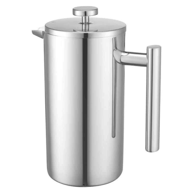 Silver Stainless Steel French Press Coffee Maker Portable