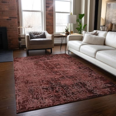 Machine Washable Indoor/ Outdoor Abstract Solid Chantille Rug