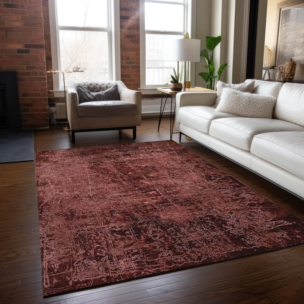 Machine Washable Indoor/ Outdoor Abstract Solid Chantille Rug