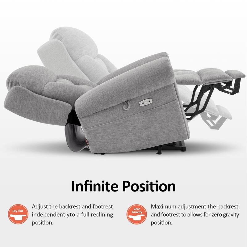 MCombo Dual Motor Power Lift Recliner Chair with Massage and Dual Heating, Adjustable Headrest, Fabric 7888