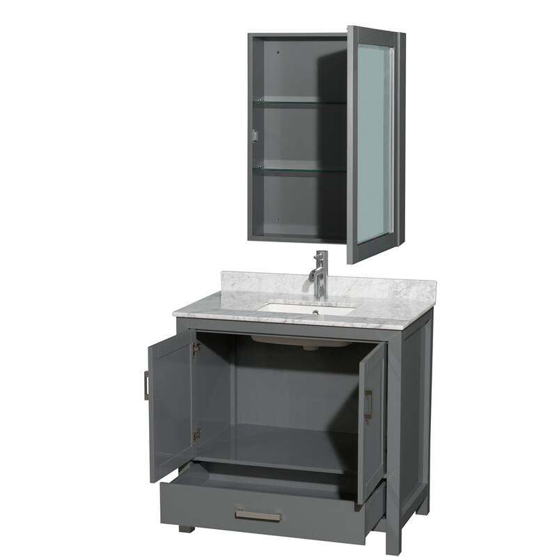 Wyndham Collection Sheffield Single Vanity Set, Medicine Cabinet