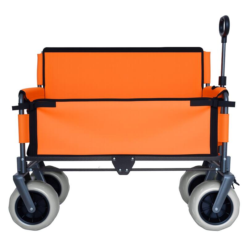 3-In-1 Folding Wagon With Bench Seat-500lbs Capacity,9"X4" Beach Tires For Camping & Beach