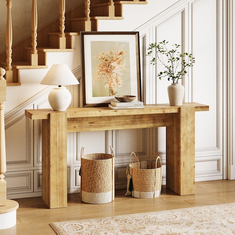 63'' Solid Sood Console Table, Narrow Sofa Table Entrance Table