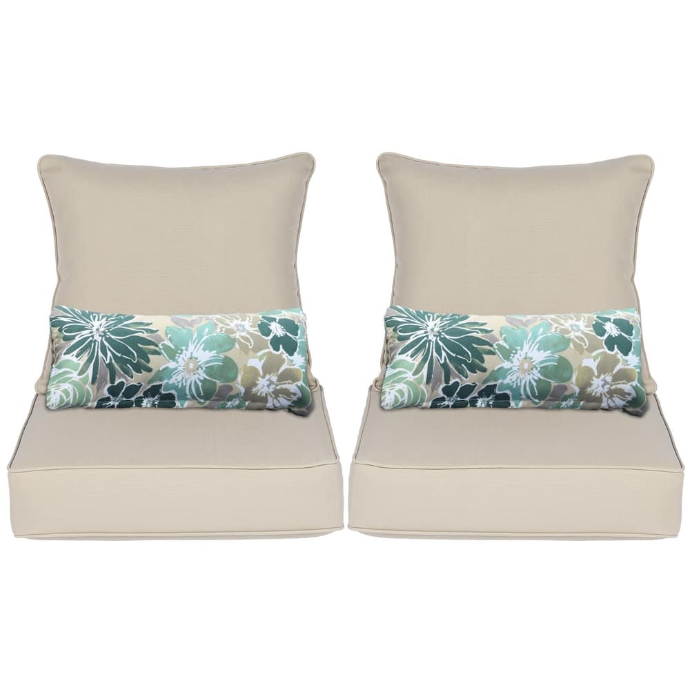 Aoodor Outdoor Deep Seat Chair Cushion, 23 x 25.5 x 5.1 inch , Set of 2.