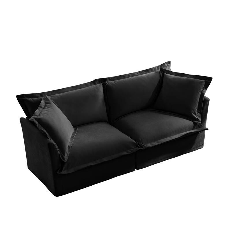 Modern 2 Seater Upholstered Sofa with 2 Pillows