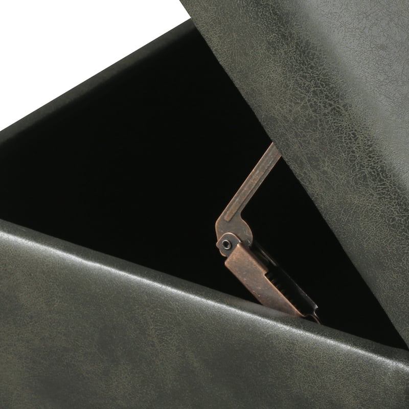 Adeco Faux Leather Storage Ottoman for Living Room Footstool