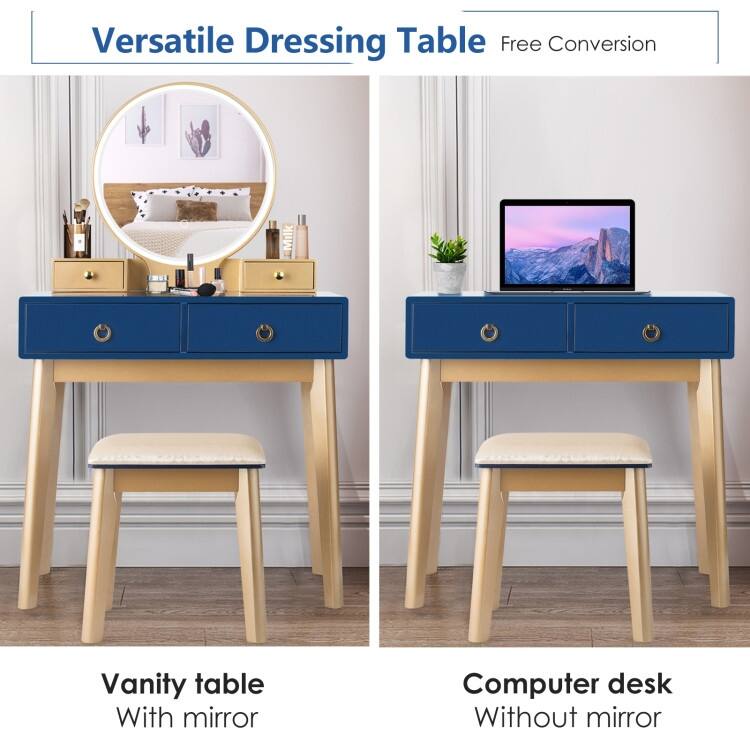 Set 3 Makeup Vanity Table Color Lighting Jewelry Divider Dressing Table - 52.5" x 31.5" x 16" (L x W x H)
