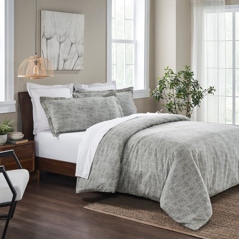 Superior Melange Flannel Cotton Two-Toned Brushed Duvet Cover Set